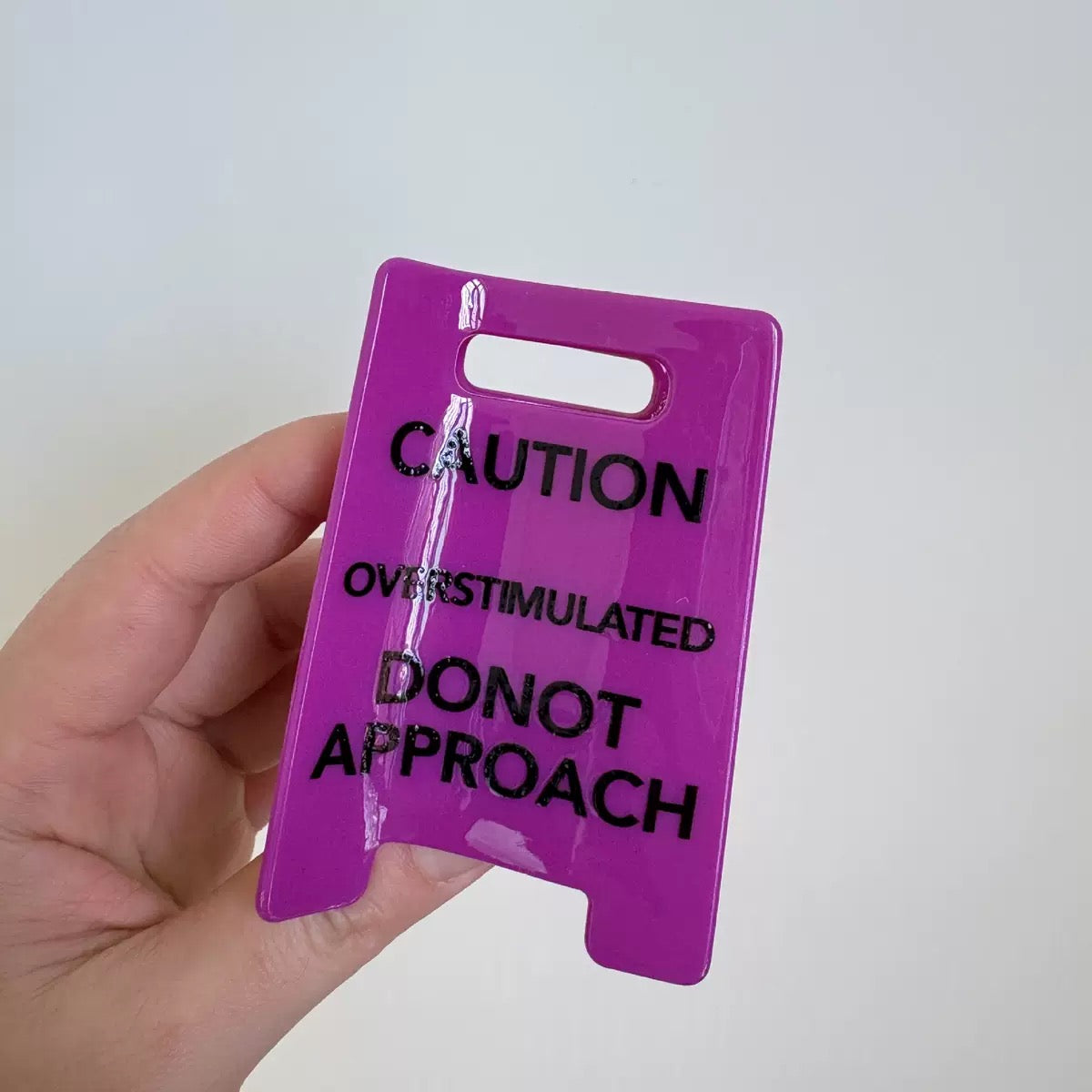 Caution Overstimulated Yellow Sign Hair Claw