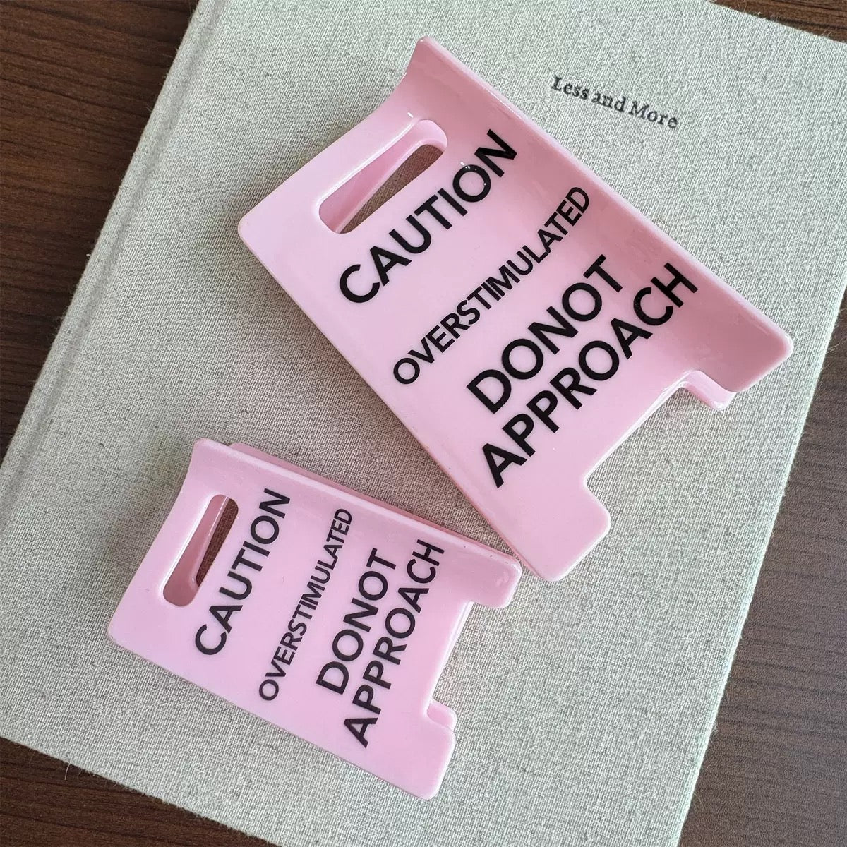 Caution Overstimulated Yellow Sign Hair Claw