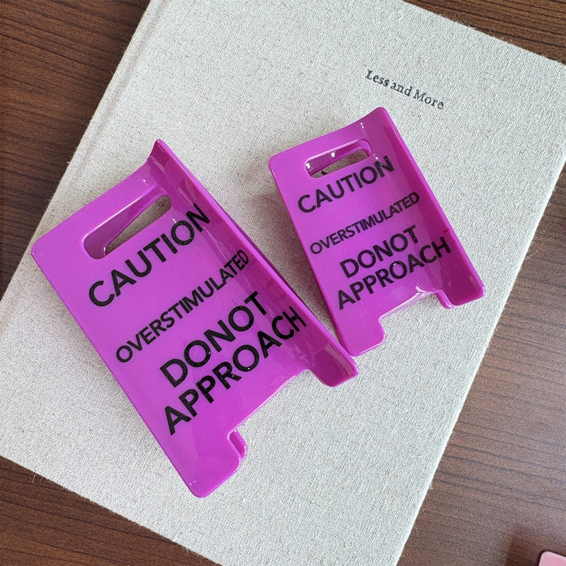 Caution Overstimulated Yellow Sign Hair Claw