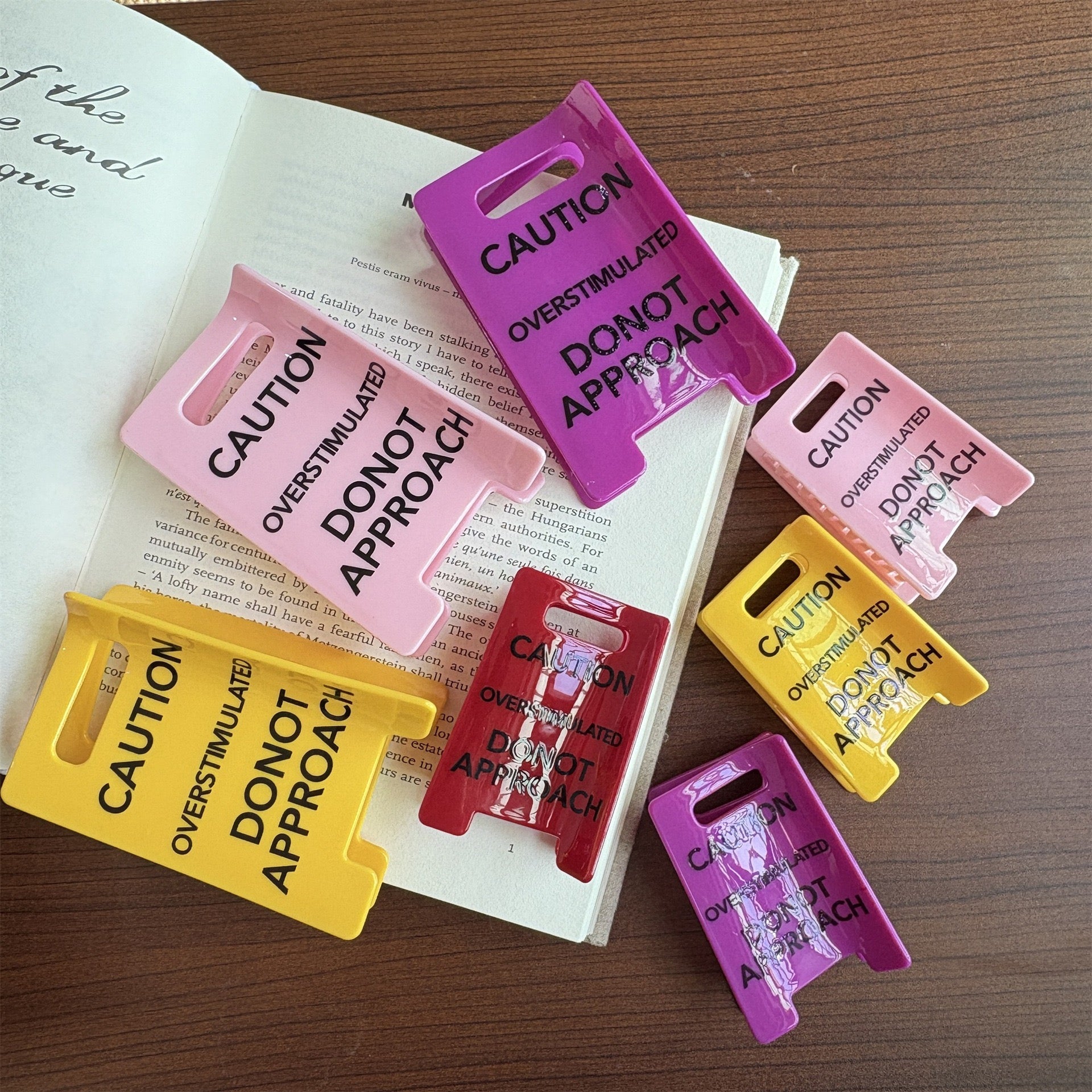 Caution Overstimulated Yellow Sign Hair Claw