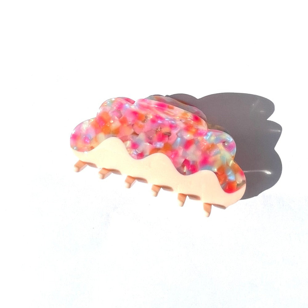 Lemon Floral Clouds Hair Claw