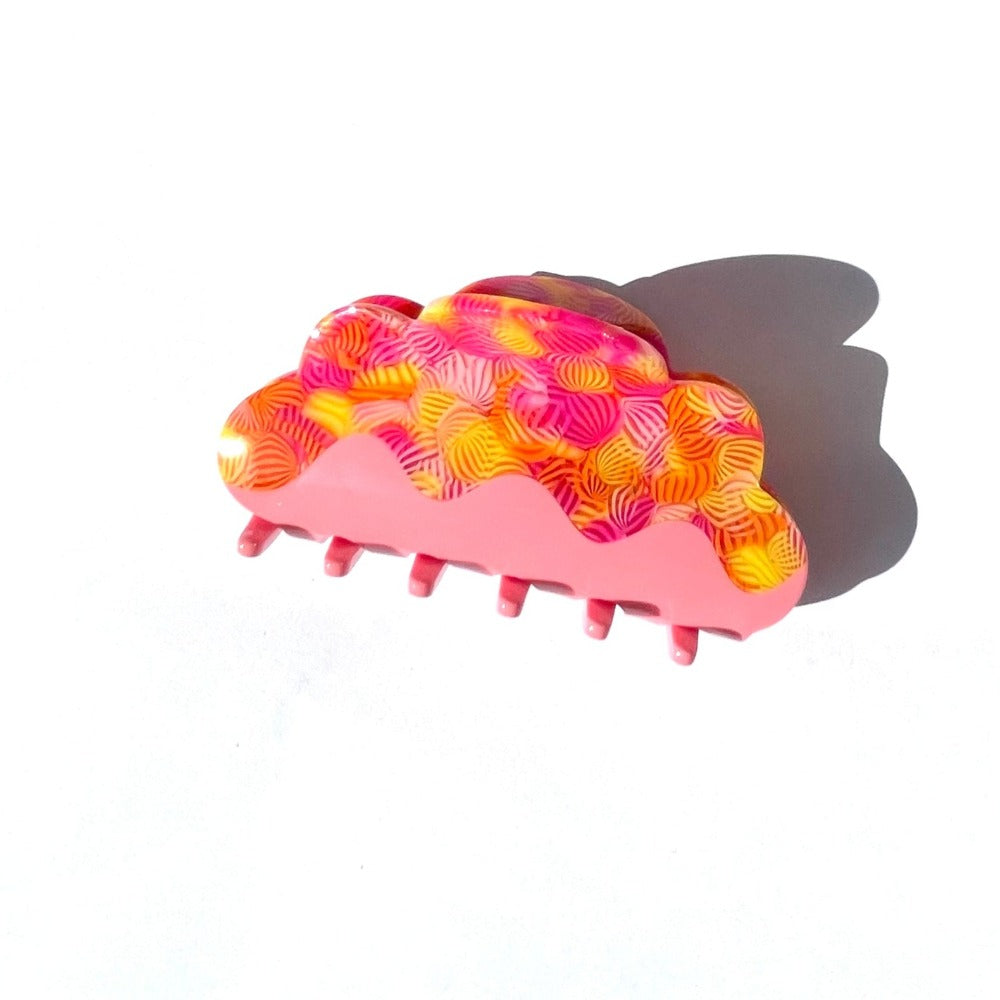 Lemon Floral Clouds Hair Claw
