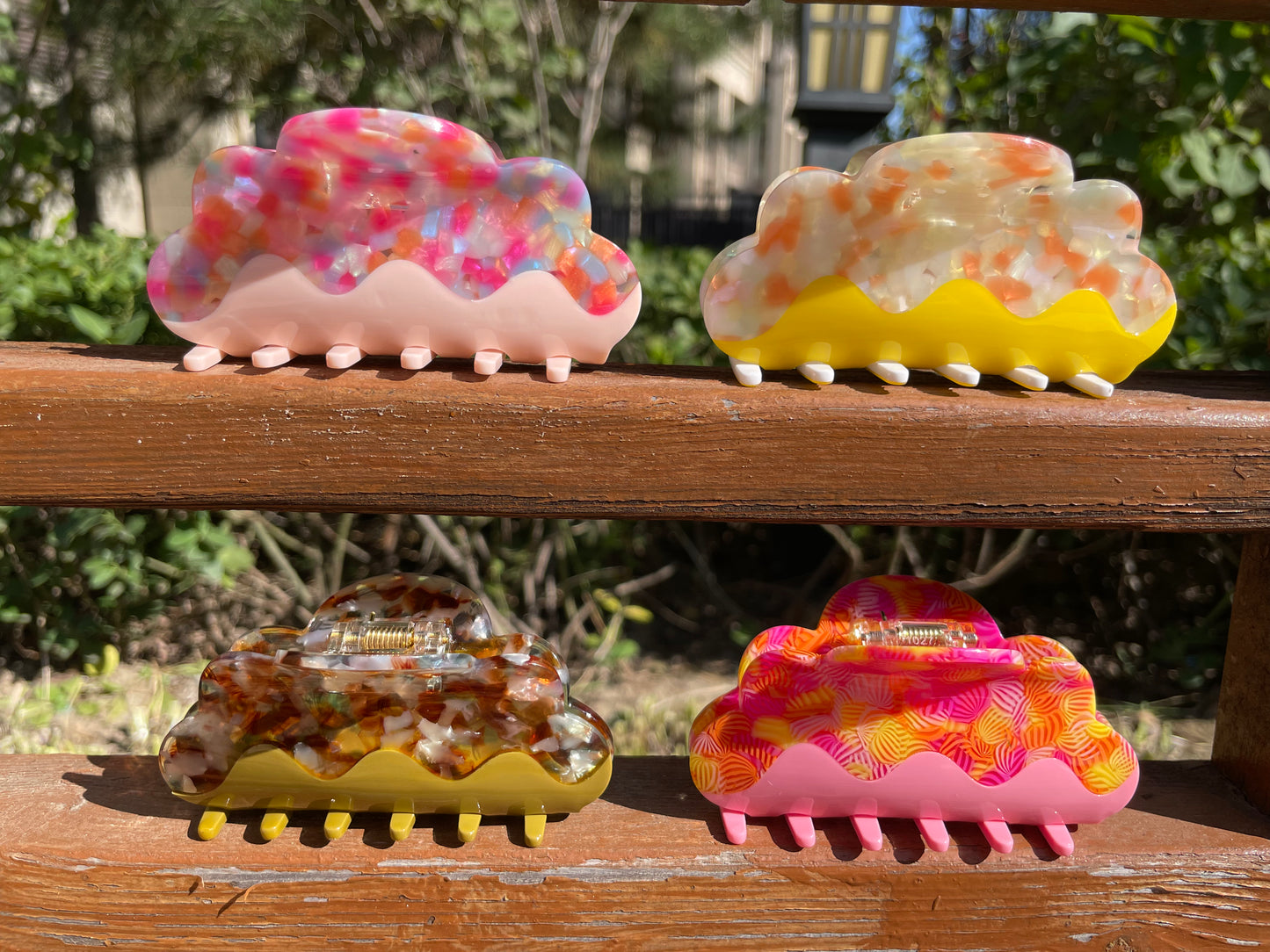 Lemon Floral Clouds Hair Claw