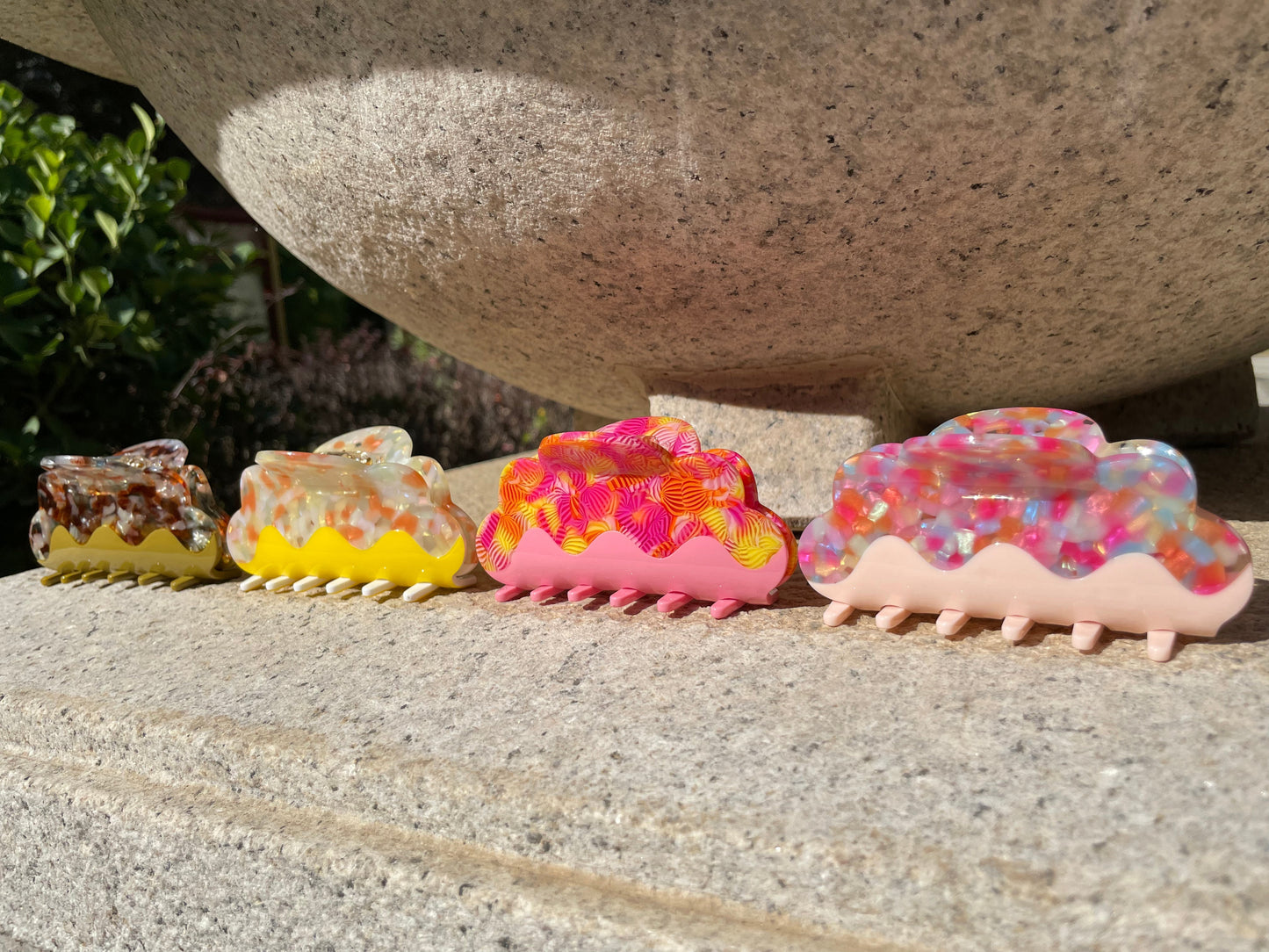 Lemon Floral Clouds Hair Claw