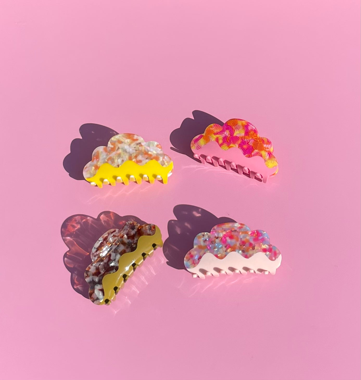 Lemon Floral Clouds Hair Claw