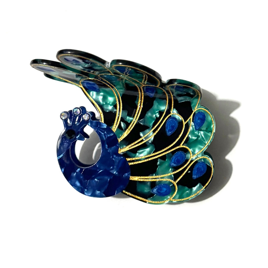 Green Peacock Hair Claw