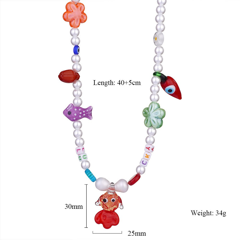 Cute Tropical Goldfish Necklace