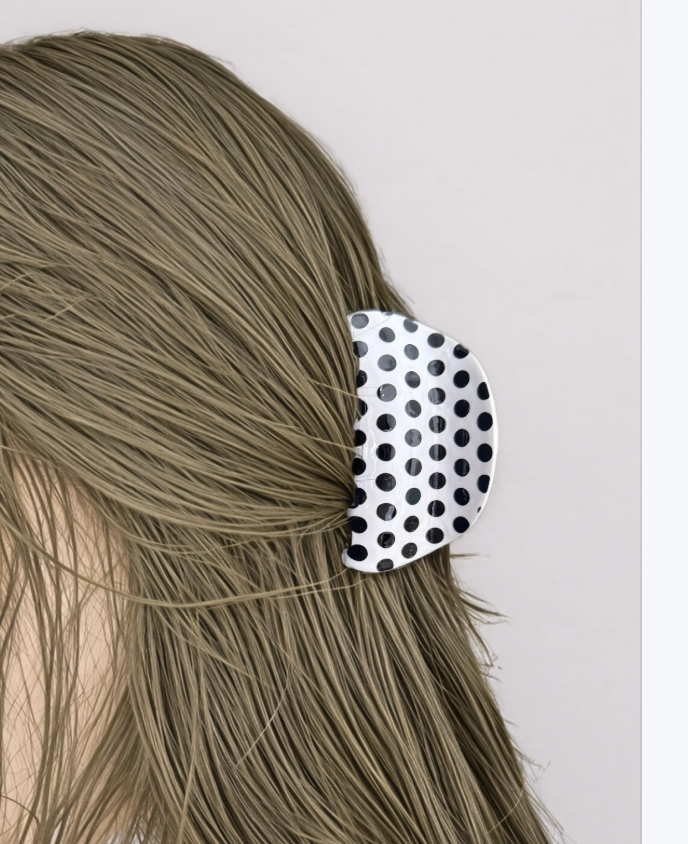 White Polka Dot Hair Claw