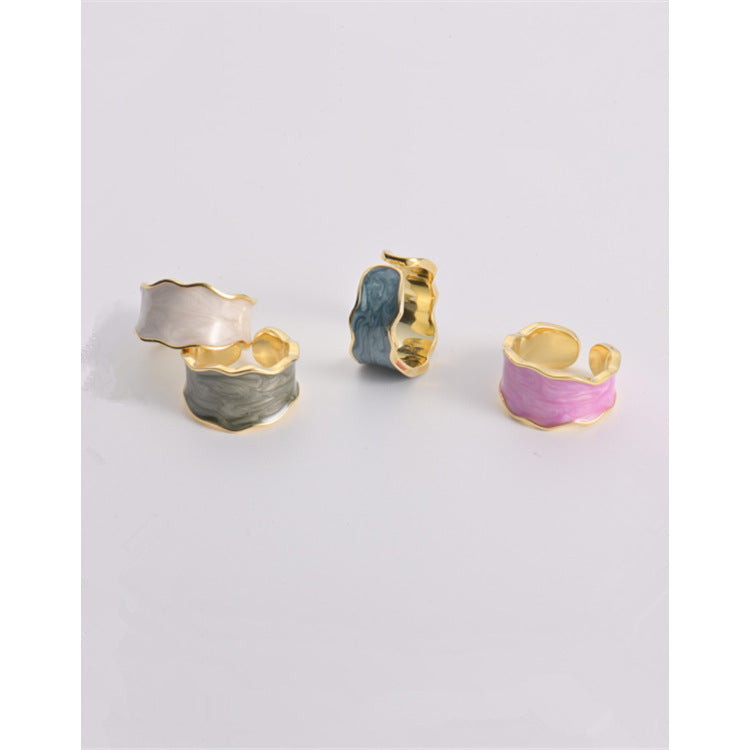 S925 White Enamel Ring