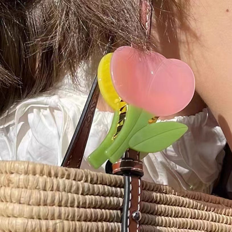 Double-Color Tulips Flower Hair Claw