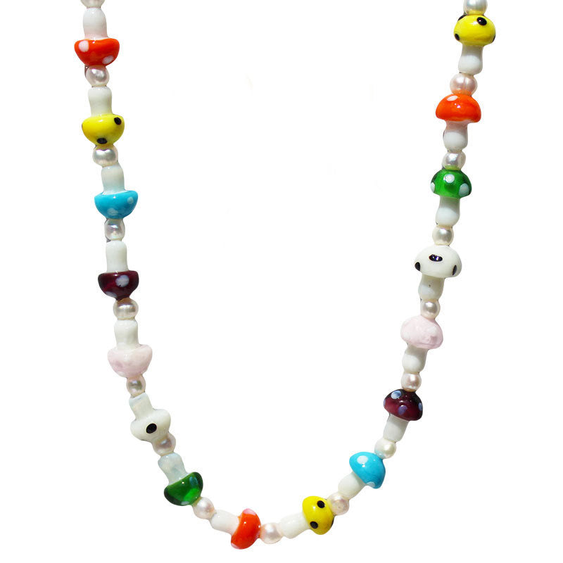 Fun Colorful Mushrooms Necklace