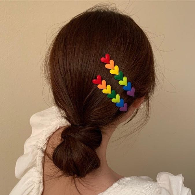 Rainbow Heart Clip