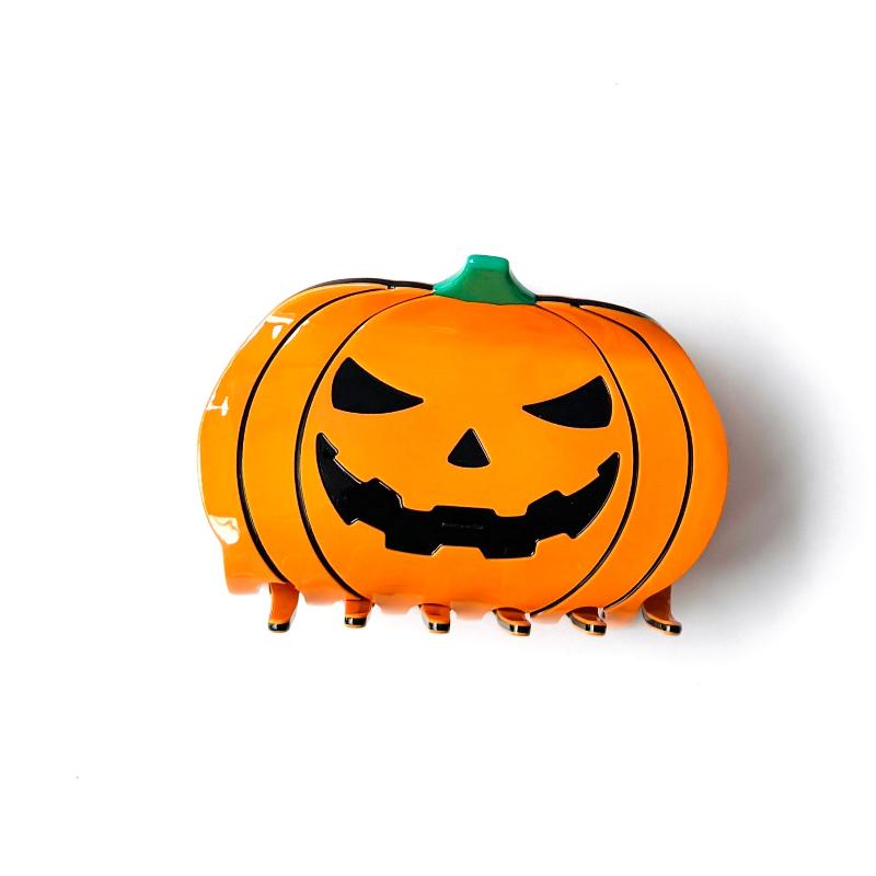 Big Halloween Smiling Pumpkins Hair Claw