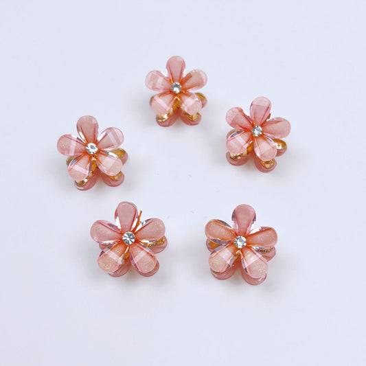 Pink Flowers Mini Hair Claw Set(6Pcs)