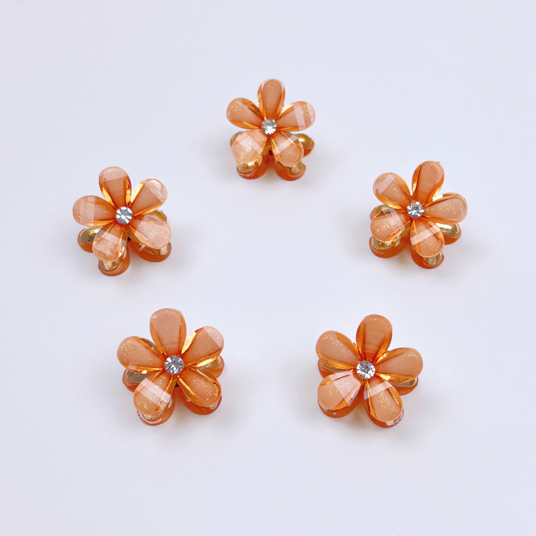 Pink Flowers Mini Hair Claw Set(6Pcs)