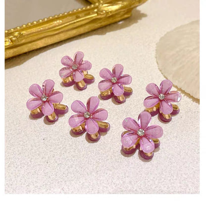 Pink Flowers Mini Hair Claw Set(6Pcs)