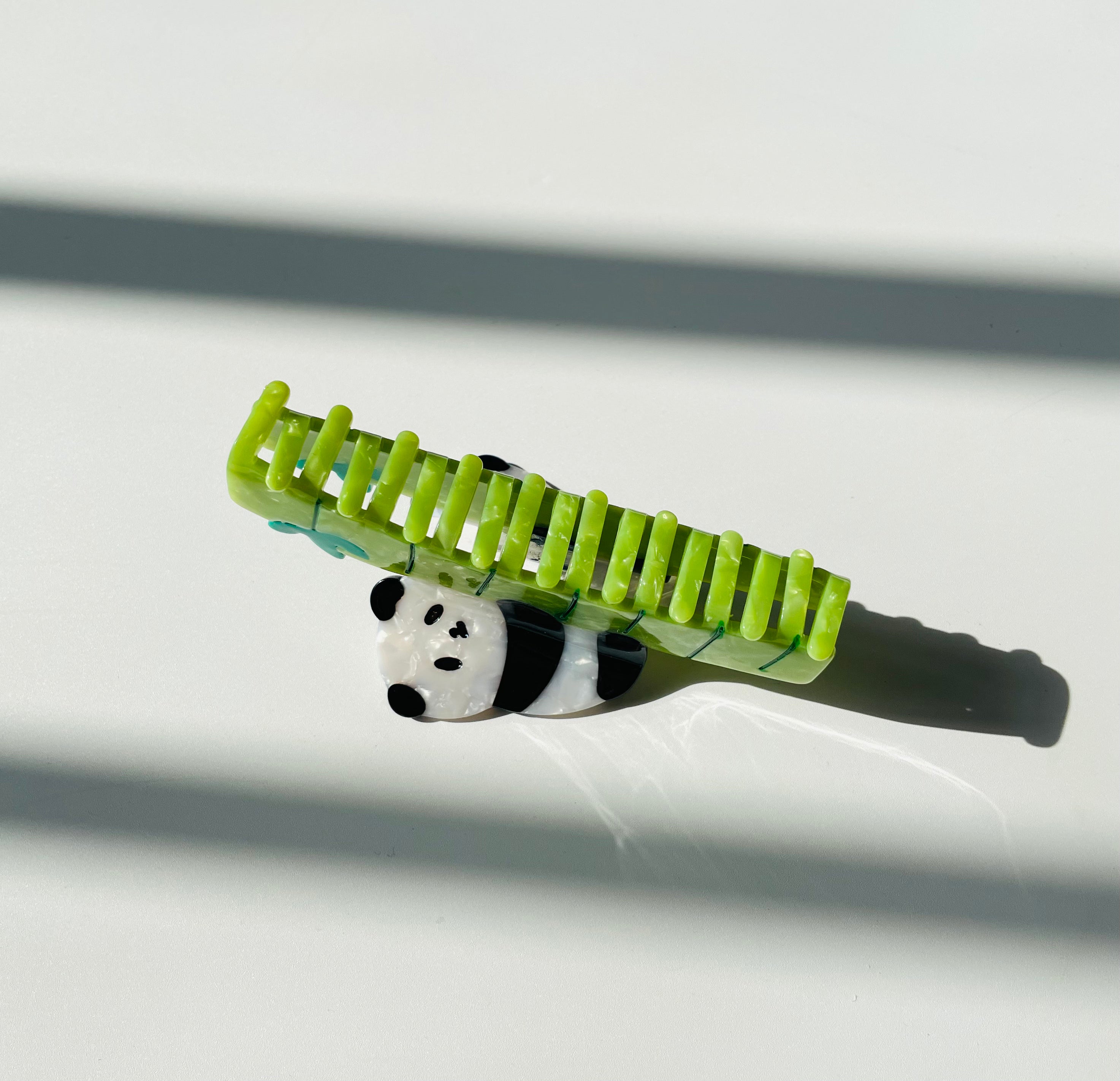 Panda Hugging Bamboo Hair Claw