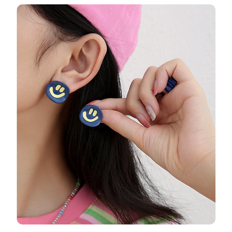 Blue Cute Smile Earrings