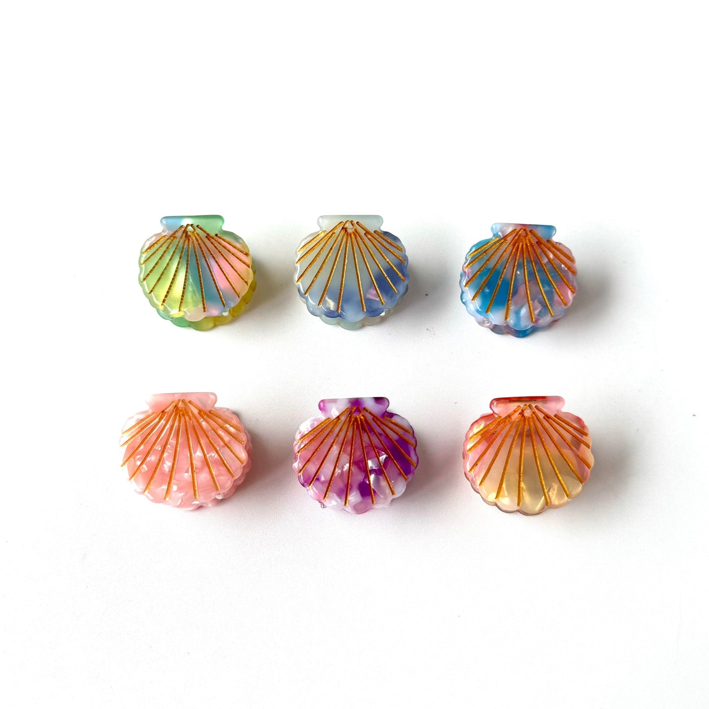 Sea Shell Mini Hair Claw Set(6pcs)