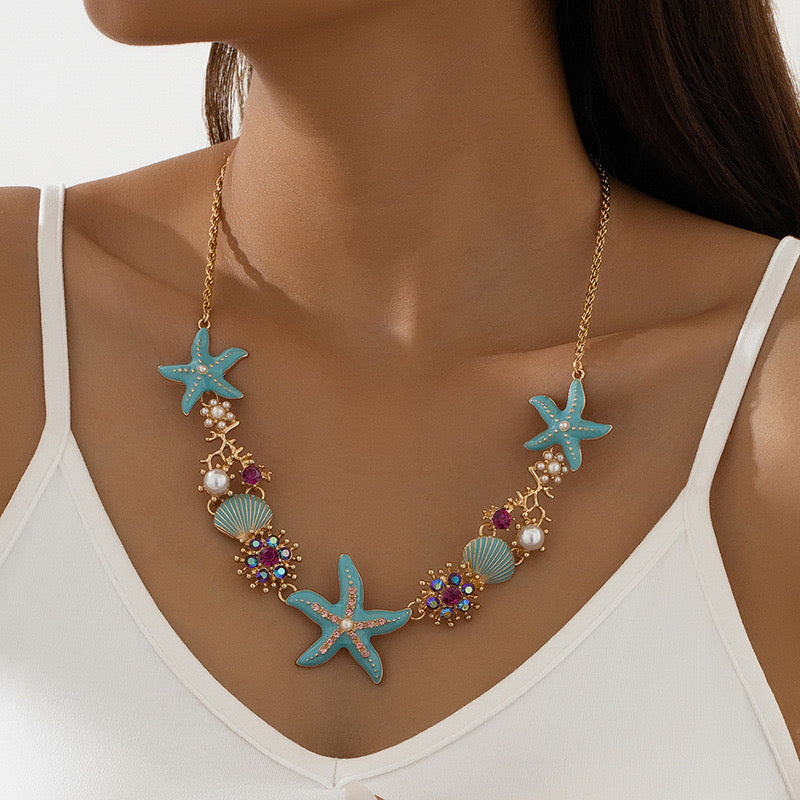 Blue Starfish Necklace