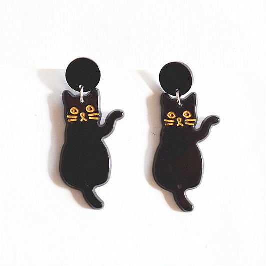 Black Cute Cat Earrings