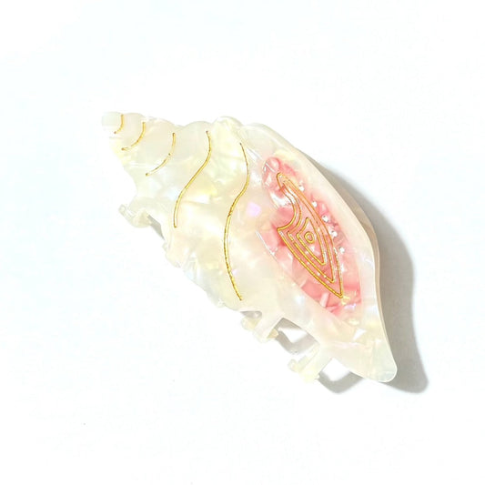 Pink Conch Hair Claw In Ocean