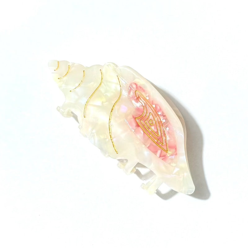 Pink Conch Hair Claw In Ocean
