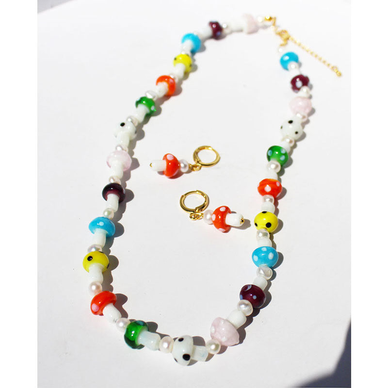 Fun Colorful Mushrooms Necklace