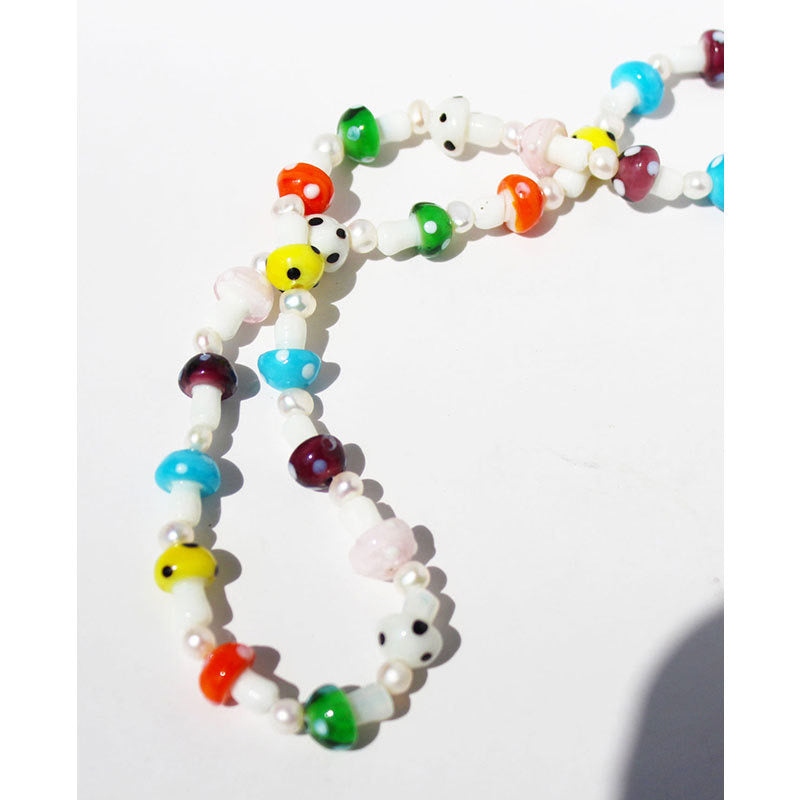 Fun Colorful Mushrooms Necklace