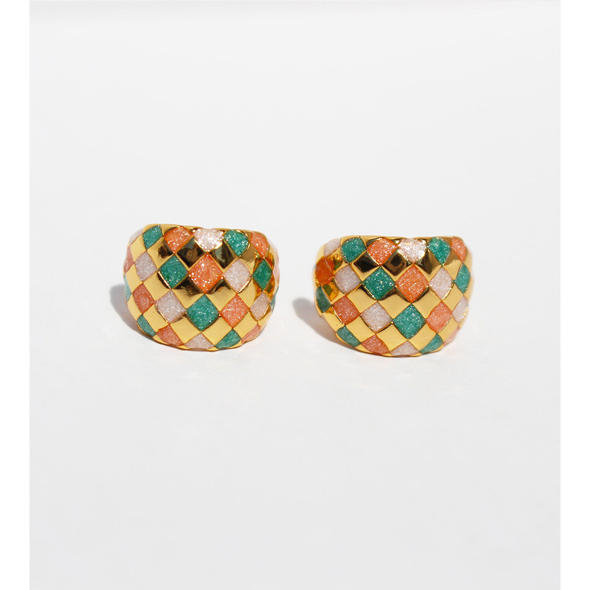 Quicksand Pearlescent Checkerboard Earrings