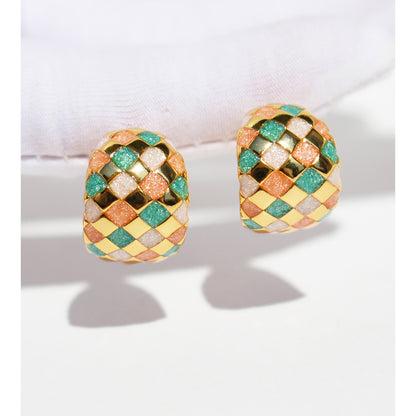Quicksand Pearlescent Checkerboard Earrings