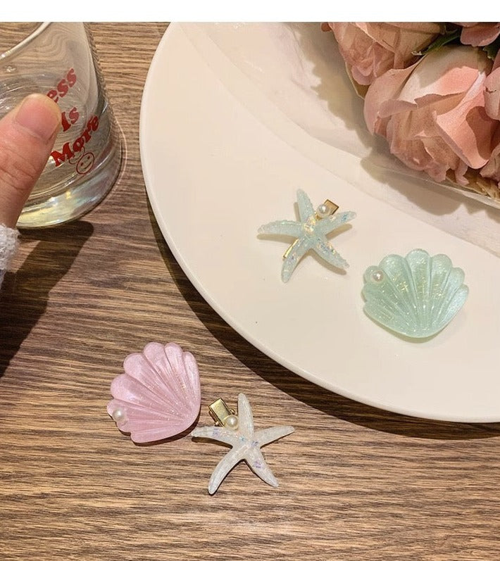 Ocean Starfish Shells Hair Clip(2pcs)