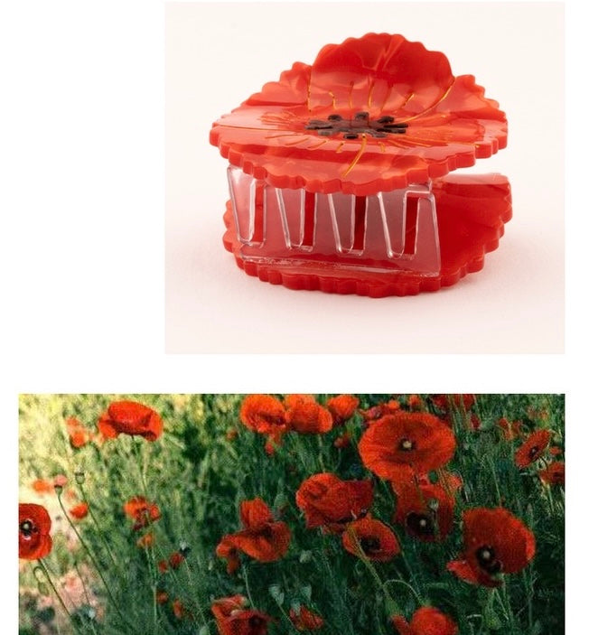 Pretty Red Poppy Flower Hair Claw