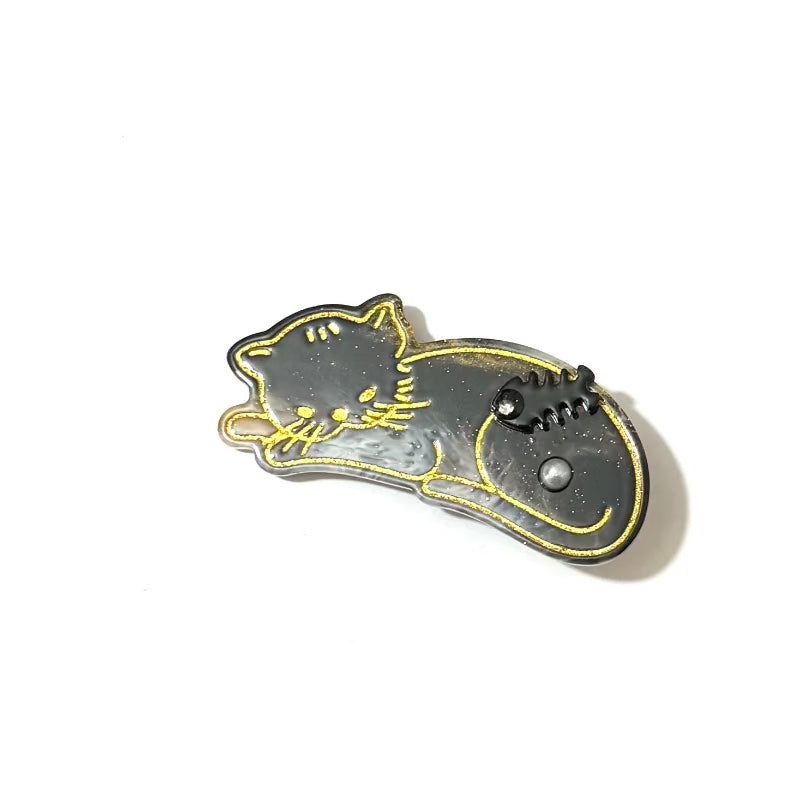 Cat Eats Fish Hair Clip In Night Sky