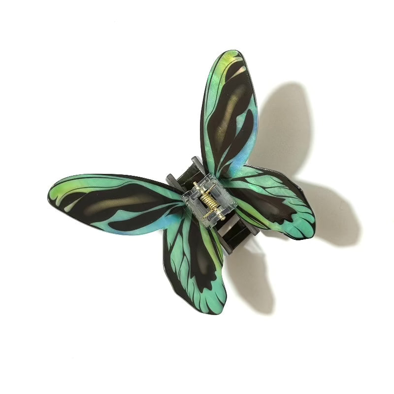 Blue Green Flash Butterfly Hair Claw