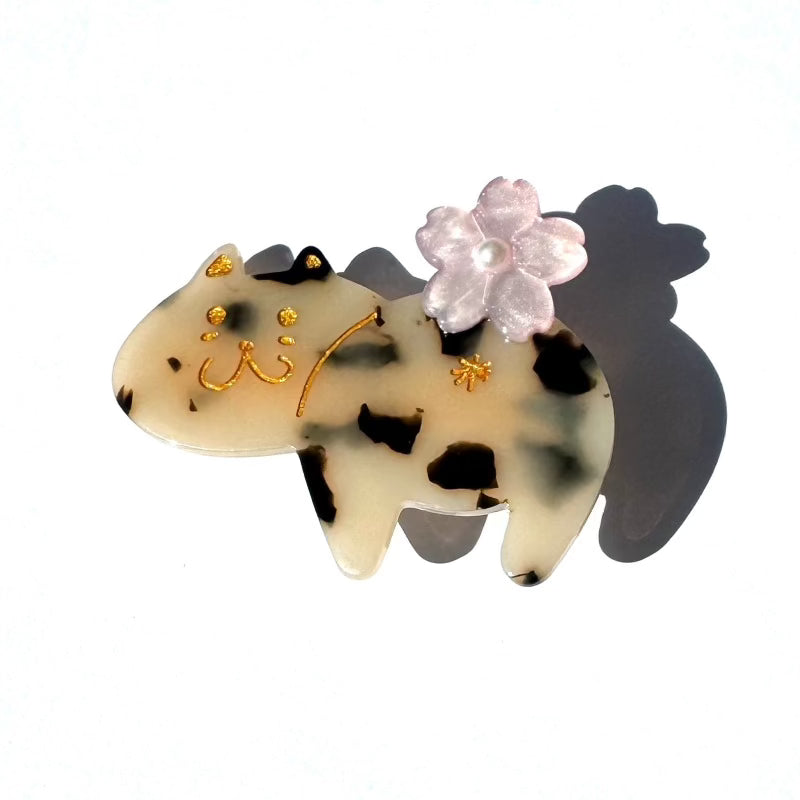 Tortoiseshell Butt Blossoming Cat Hair Clip