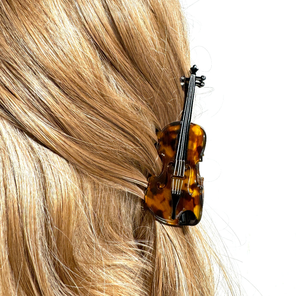Violin Hair Claw In Tortoiseshell
