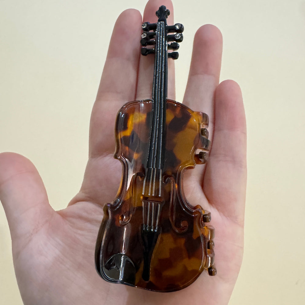 Violin Hair Claw In Tortoiseshell