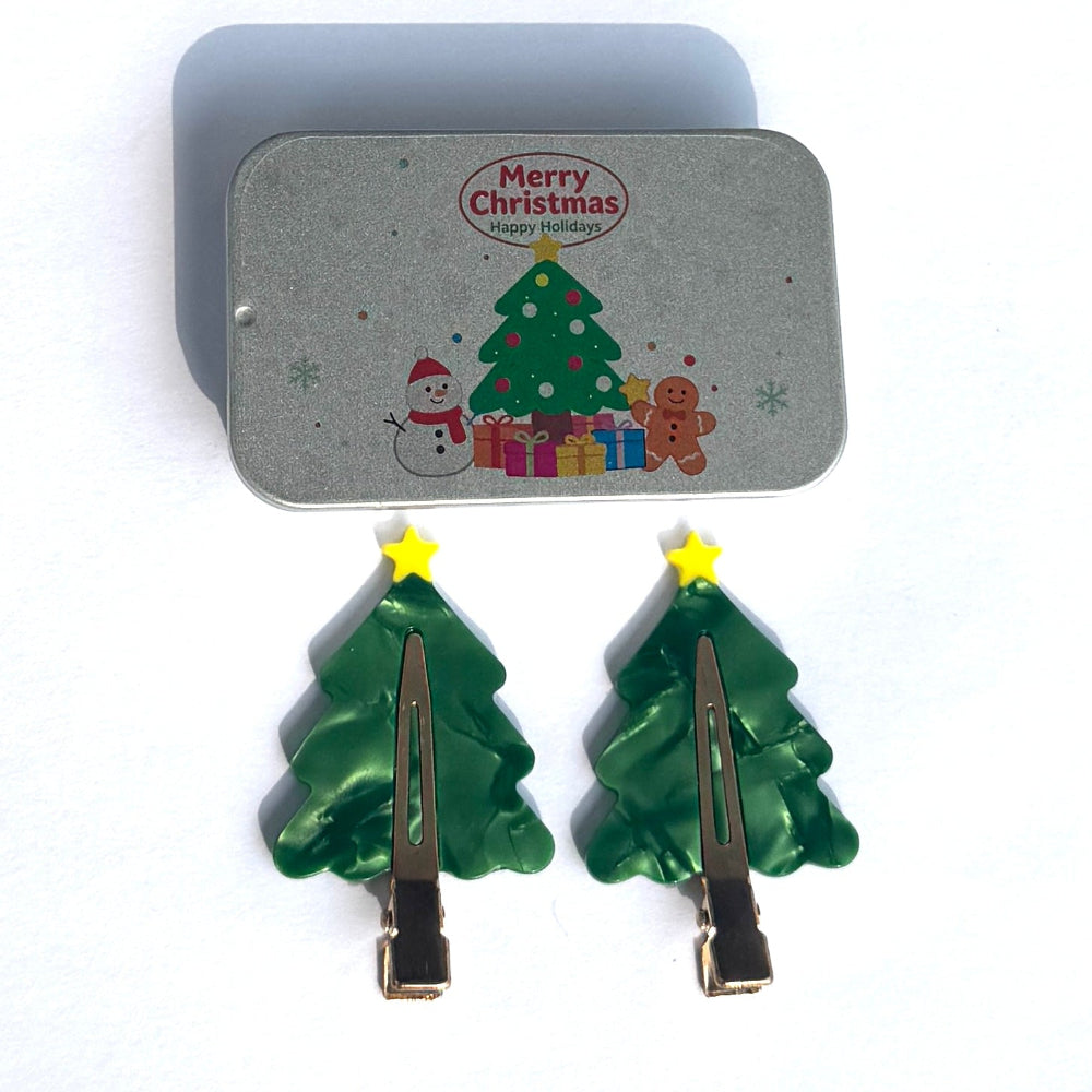 2 Pcs Christmas Tree Hair Clips Set