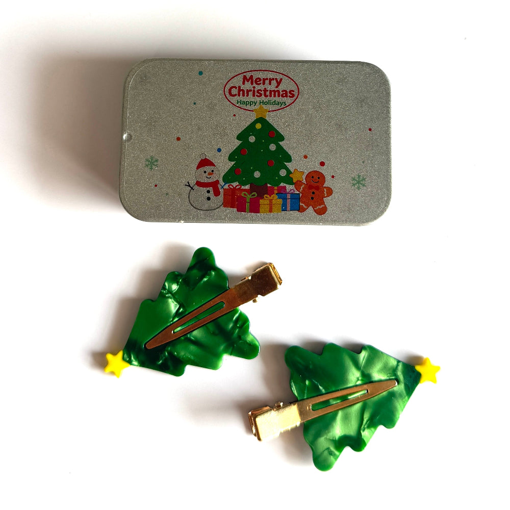2 Pcs Christmas Tree Hair Clips Set