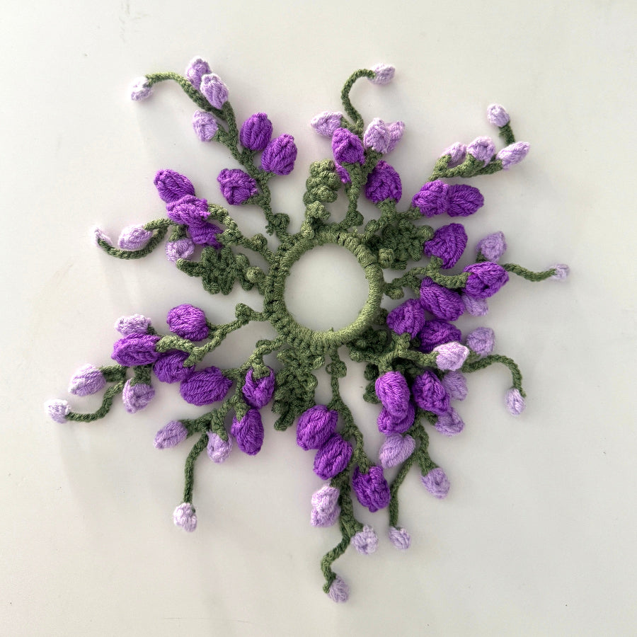 Hand-woven violets Scrunchie