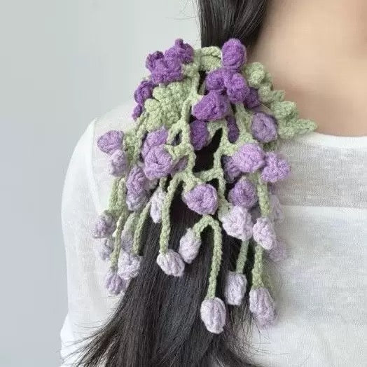 Hand-woven violets Scrunchie