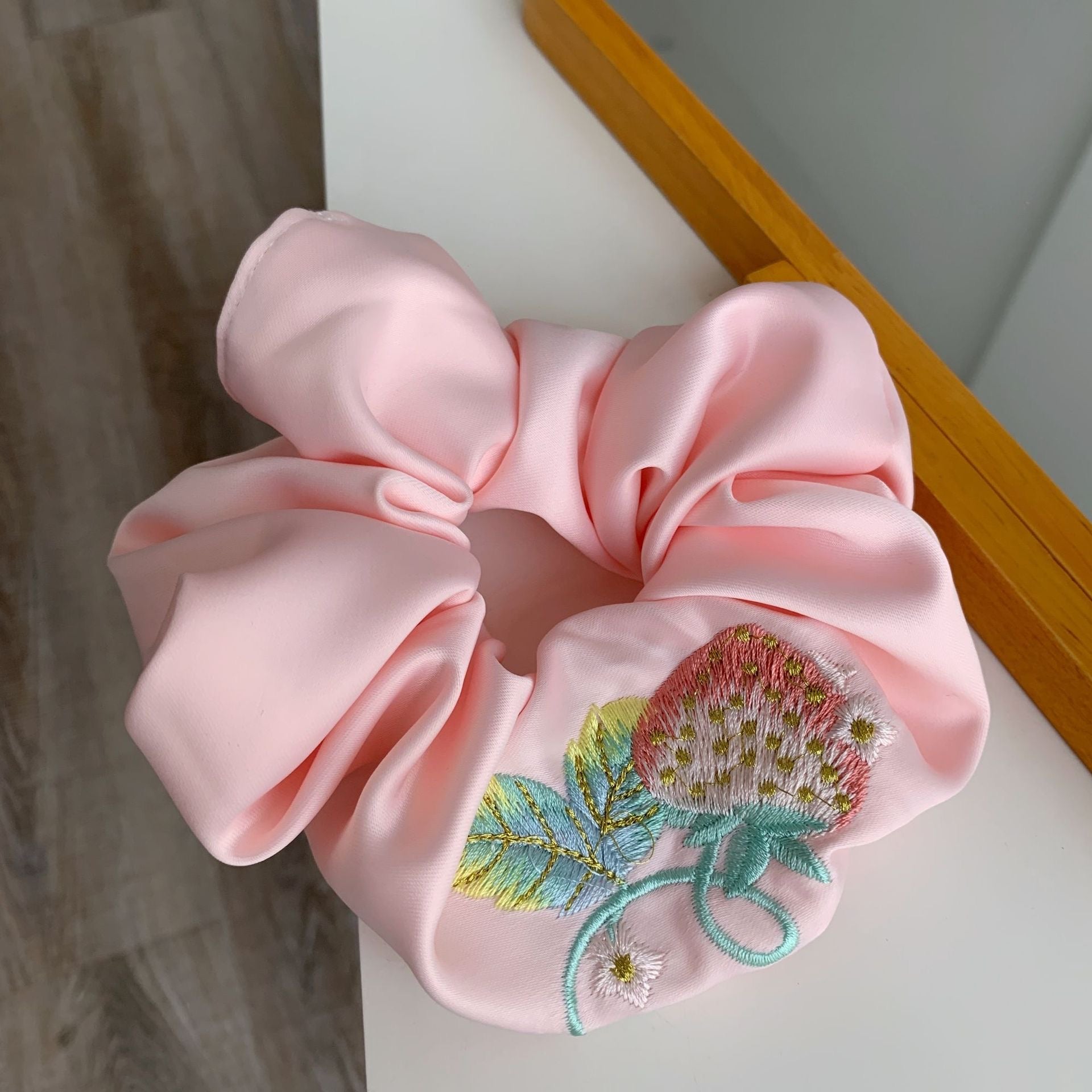 Embroidered Fruits Scrunchie