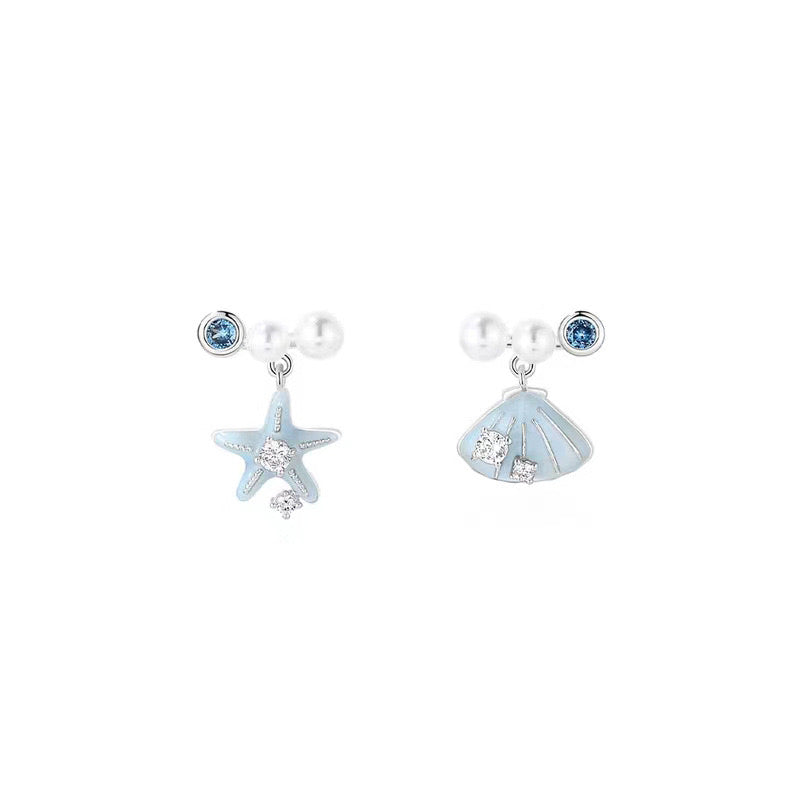 Starfish Shell Asymmetry  Earrings