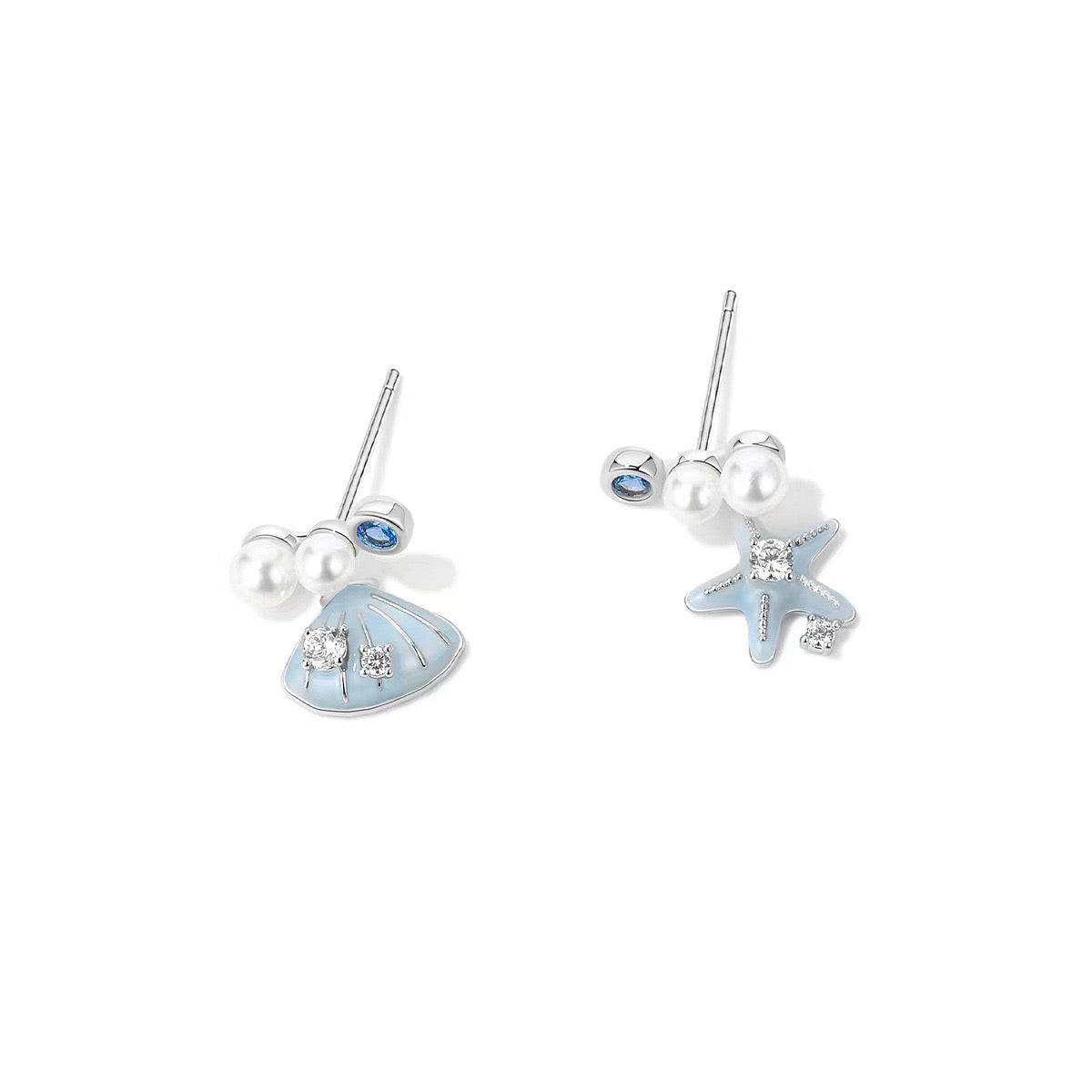 Starfish Shell Asymmetry  Earrings