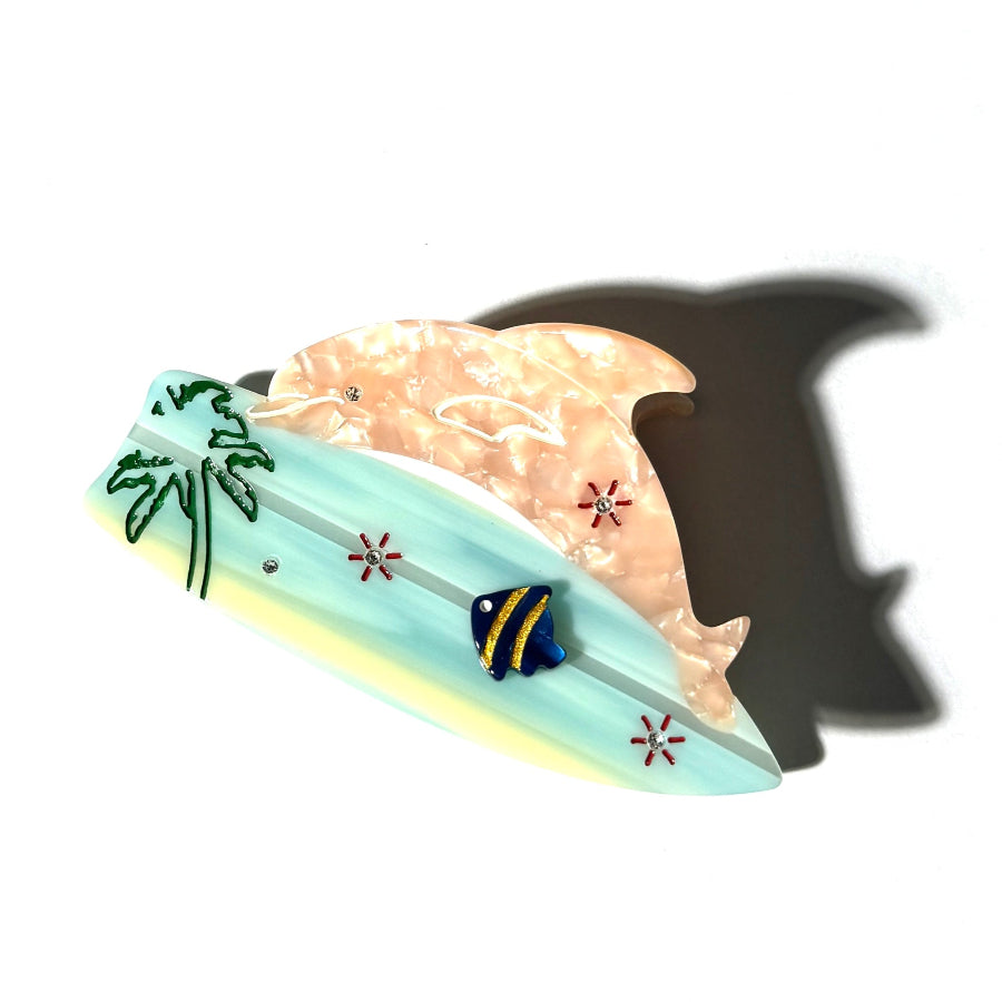 Vacation Ocean Dolphins Hair Claw