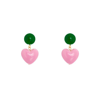 Two Tone Peach Heart Earrings