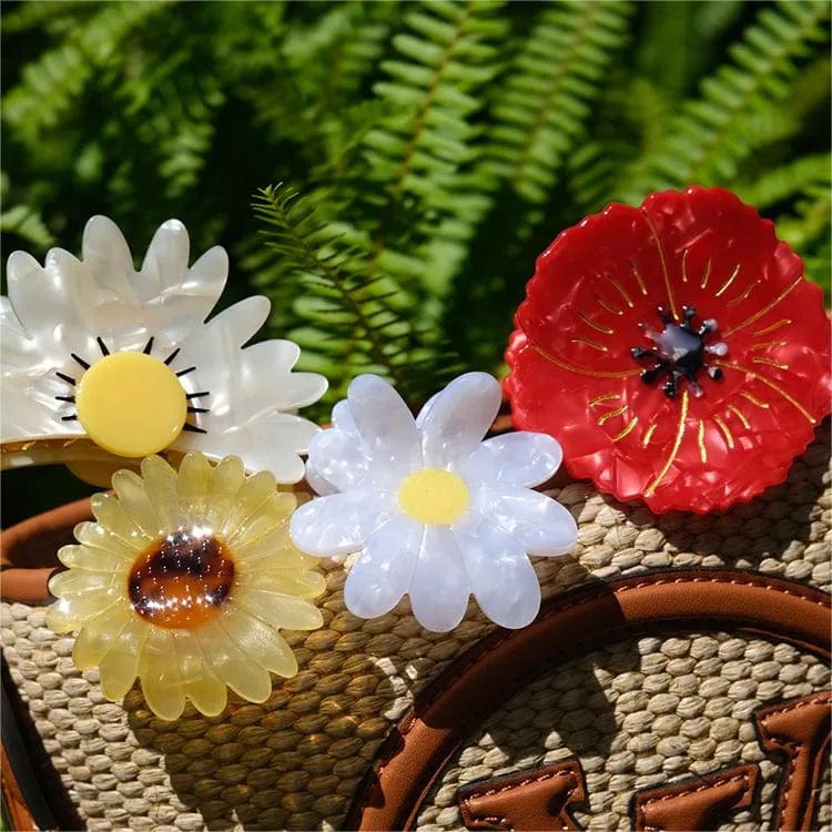 Pretty Red Poppy Flower Hair Claw