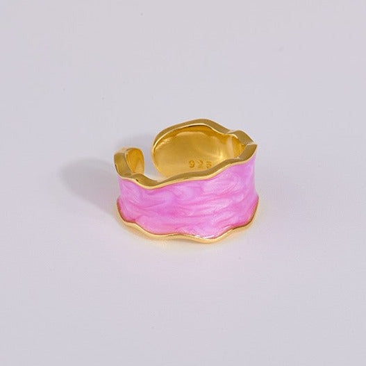 S925 Pink Enamel Ring