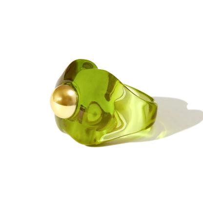 Jelly Flower Ring in Green Apple